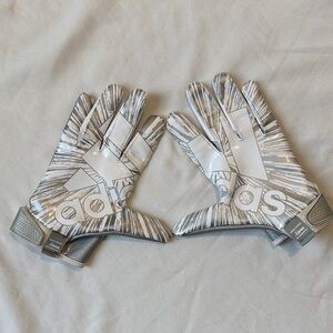 Adidas Adizero Silver and White Football Receiver Gloves